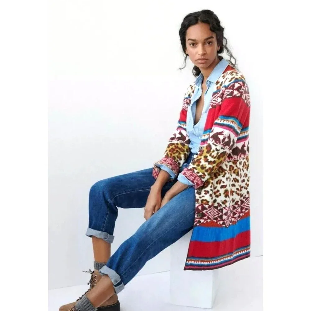 Anthropologie ALDOMARTINS Mariana Cardigan Sweater XS Colorful Wool Blend Knit - Picture 7 of 11